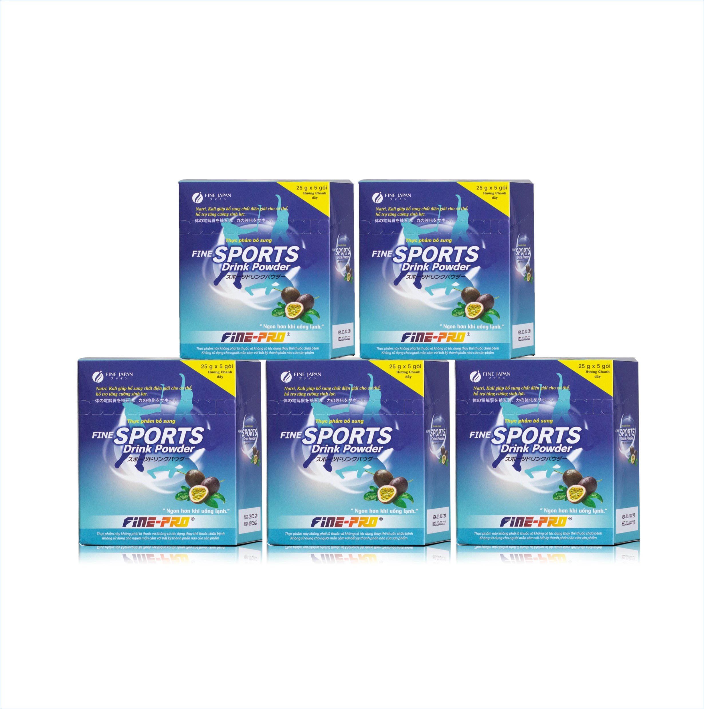 Combo 5 hộp Bột Pha Uống Bù Điện Giải FINE Sport Drink Powder