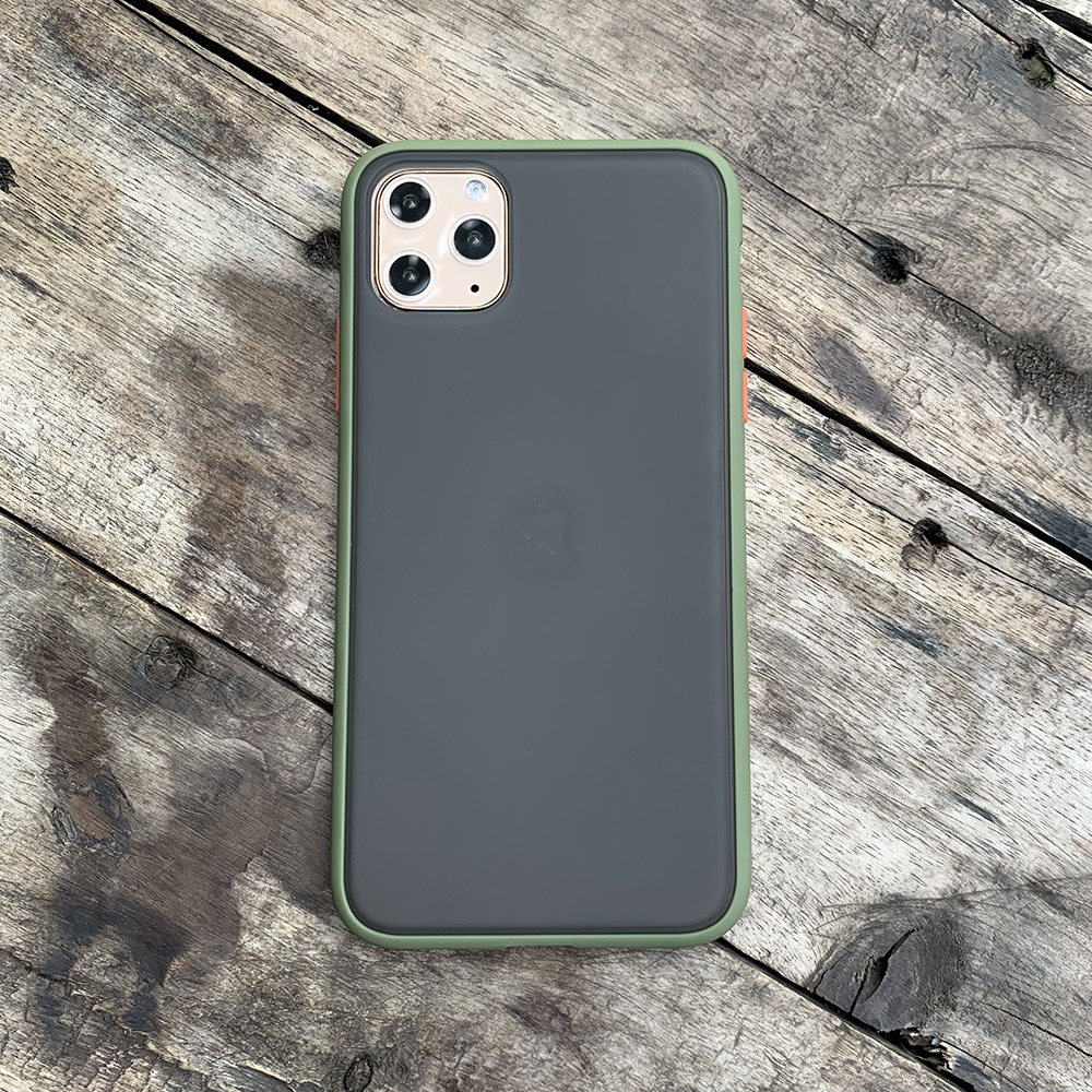 Ốp lưng chống sốc dành cho iPhone 11 Pro nút bấm màu cam - Màu xanh