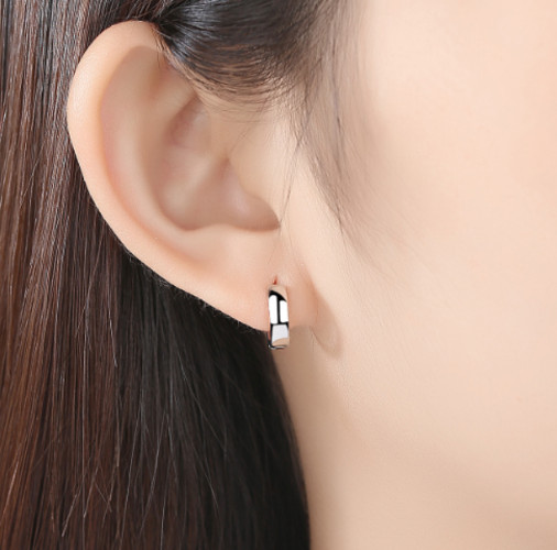 Bông tai khuyên tai bạc S925 kiểu đơn giản