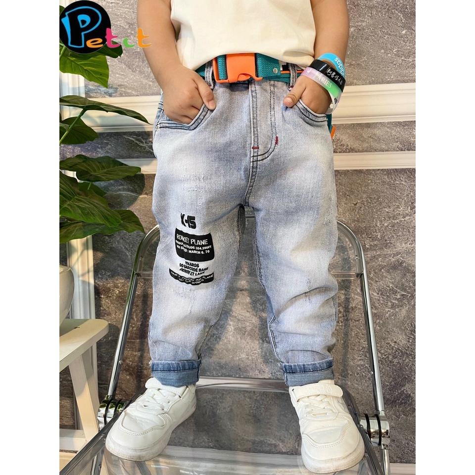 Quần jeans dài cho bé trai phối đồ đi chơi đi tiệc phong cách đẹp size 16-40kg hàng co giãn thoải mái