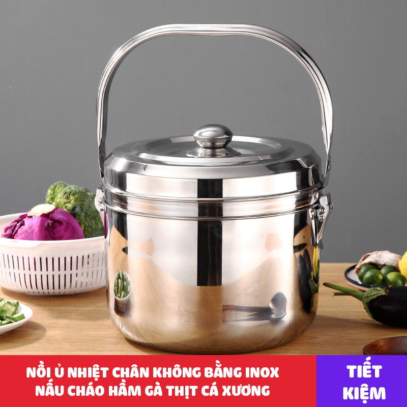 Nồi ủ nhiệt chân không đế gang 9L  kho cá hầm xương luộc gà cho bếp ga bếp từ bếp hồng ngoại