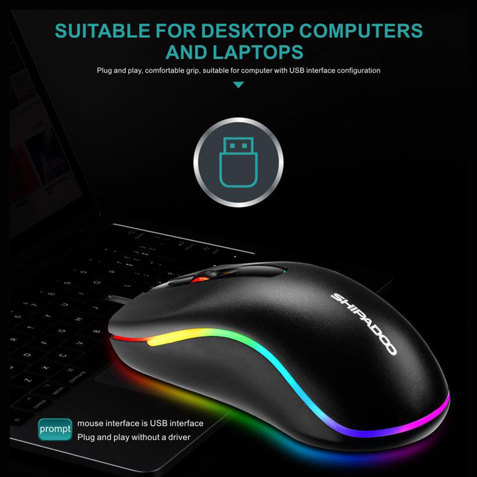 USB Wired RGB Rainbow Backlit Luminous Gamer Mouse Keyboard Set for Working or Games