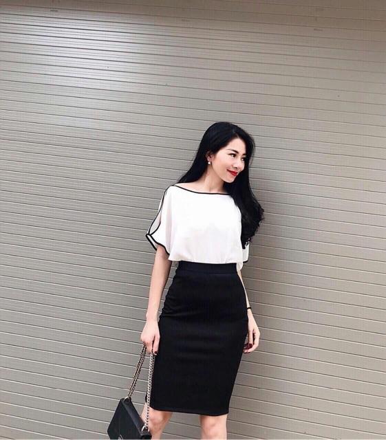 Chân vấy bút chì xẻ sau chất liệu co dán tốt
