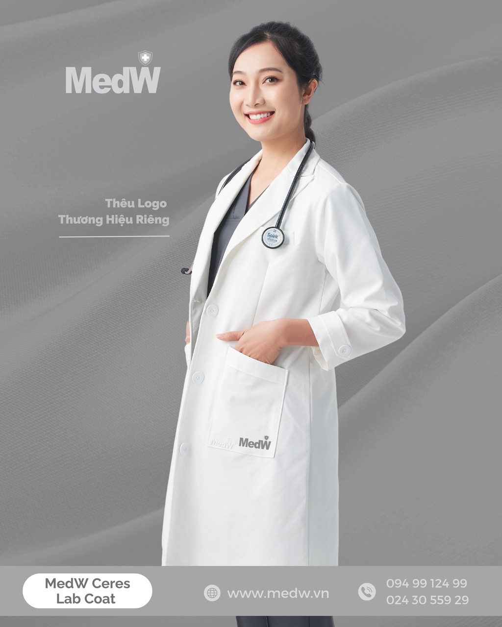 MedW Venus Lab Coat (Nữ) Áo Blouse Bác Sĩ Thẩm Mỹ Da Liễu Nha Khoa, Chuyên Gia Dinh Dưỡng, Sản Nhi Trang Phục Y Tế Phòng Khám Bệnh Viện Chuyên Khoa Đa Khoa
