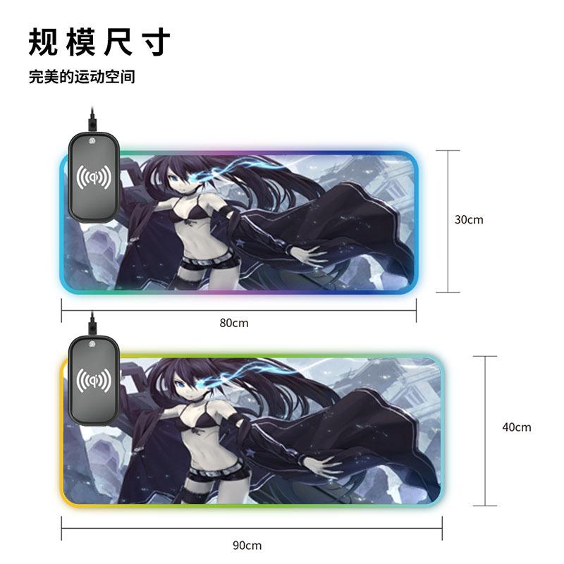 Phong cách mới nhất anime màu xanh nước mắt ma thuật sạc không dây quá khổ miếng lót chuột rgb hoạt hình dễ thương ins miếng lót bàn phím máy tính xách tay
