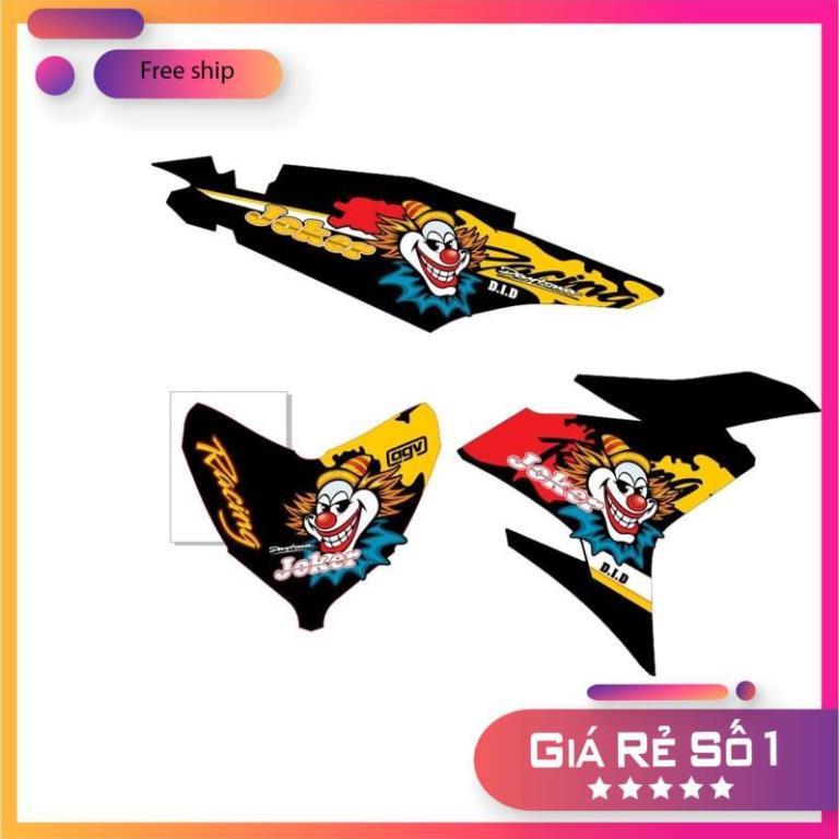 Tem rời exicter 150 chú hề joker dán xe đen bảo hành màu sắc vĩnh viễn