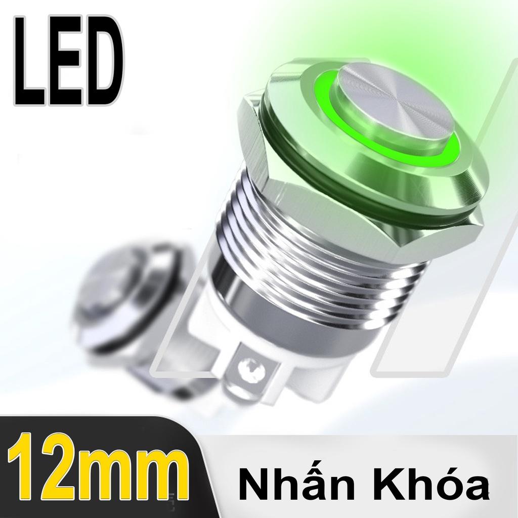 Nút nguồn nhấn nhả, Nút công tắc nhấn Tự phục hồi 12mm (3V-6V, 12V-24V, 110-220V)