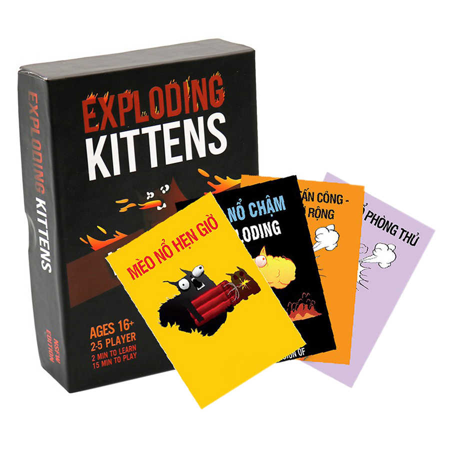 Set Mèo Nổ Tưng Bừng: Combo Mèo Nổ Exploding Kittens Đen + 4 Bản Mở Rộng