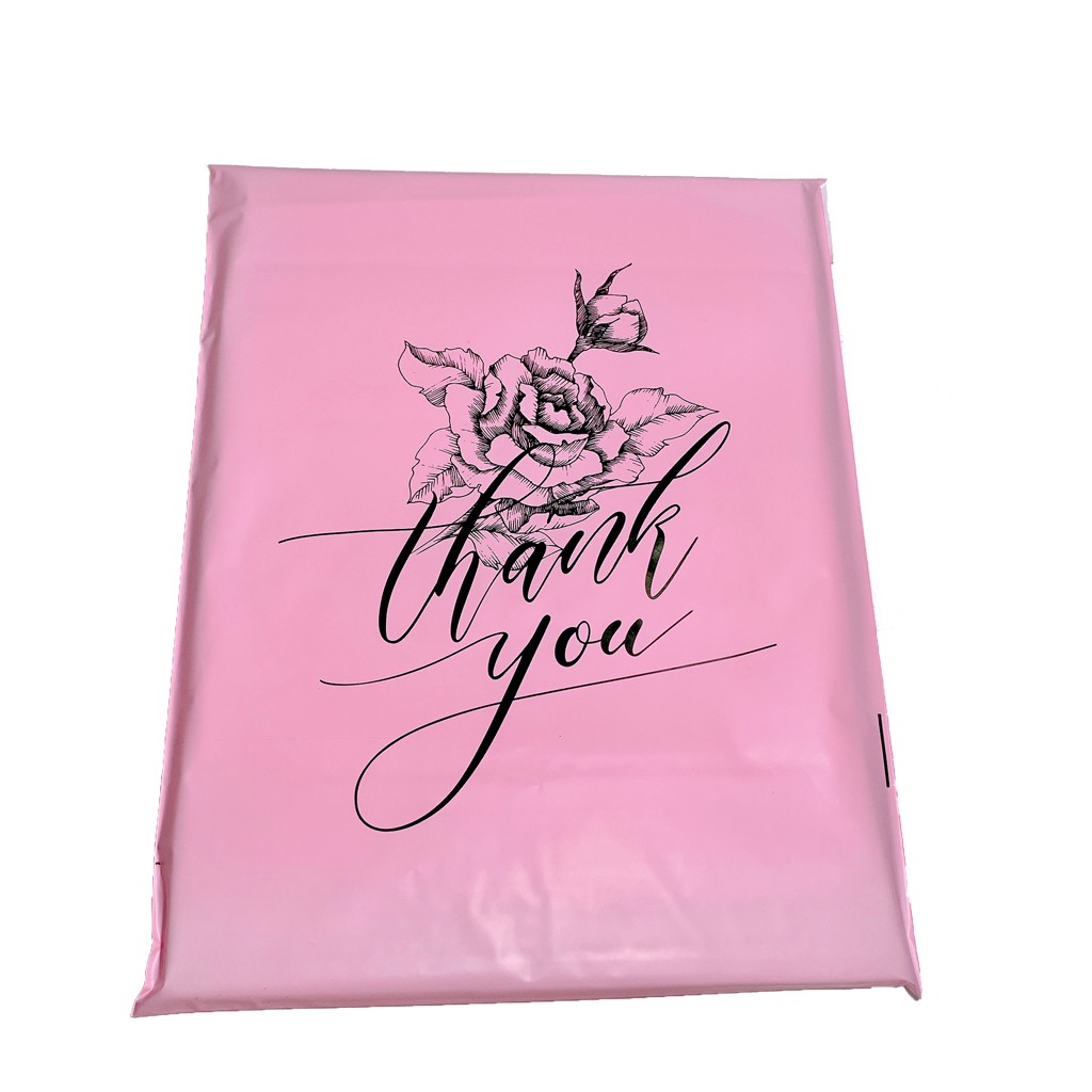 Túi Gói Hàng Túi Đóng Hàng HỒNG PASTEL Chất Liệu Cao Cấp In Thank You Hoa Văn Nhiều Size