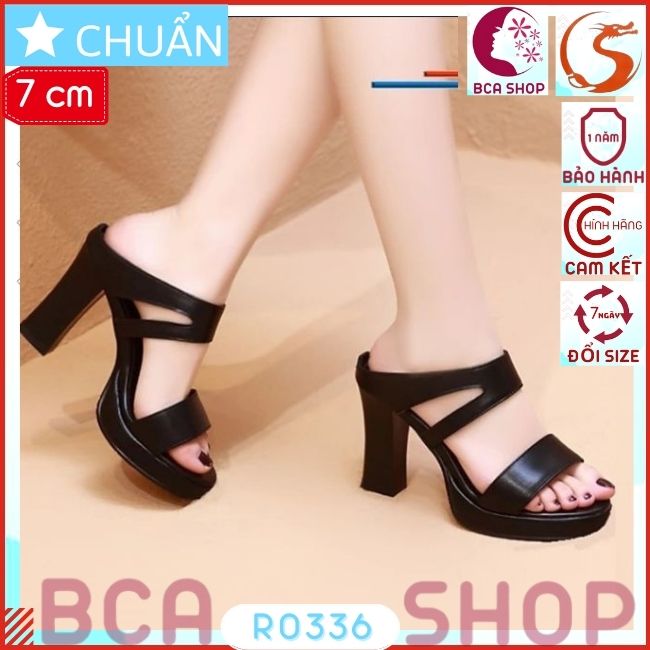 Giày cao gót nữ  màu đen 7p RO336 ROSATA tại BCASHOP hở mũi, hở gót, cắt sành điệu và thời trang