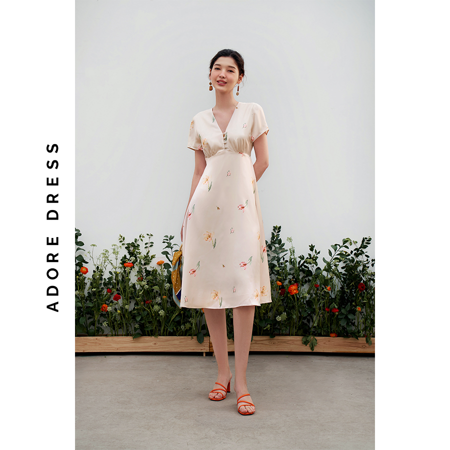 Đầm midi dresses lụa vani hoa nhỡ 311DR2018 ADORE DRESS