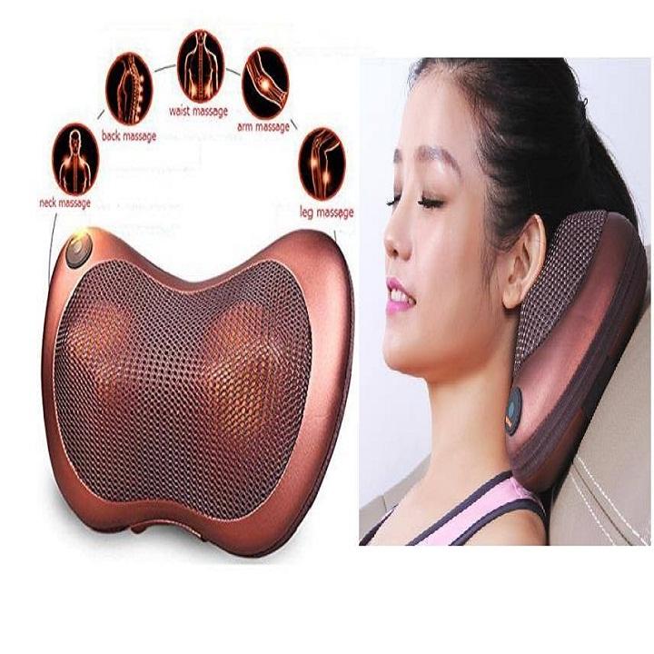 May matxa  gối massage hồng ngoại 8 bi massage trị liệu. Tặng kèm dụng cụ  ngoáy tai có đèn tiện lợi - GDHN Loại Tốt