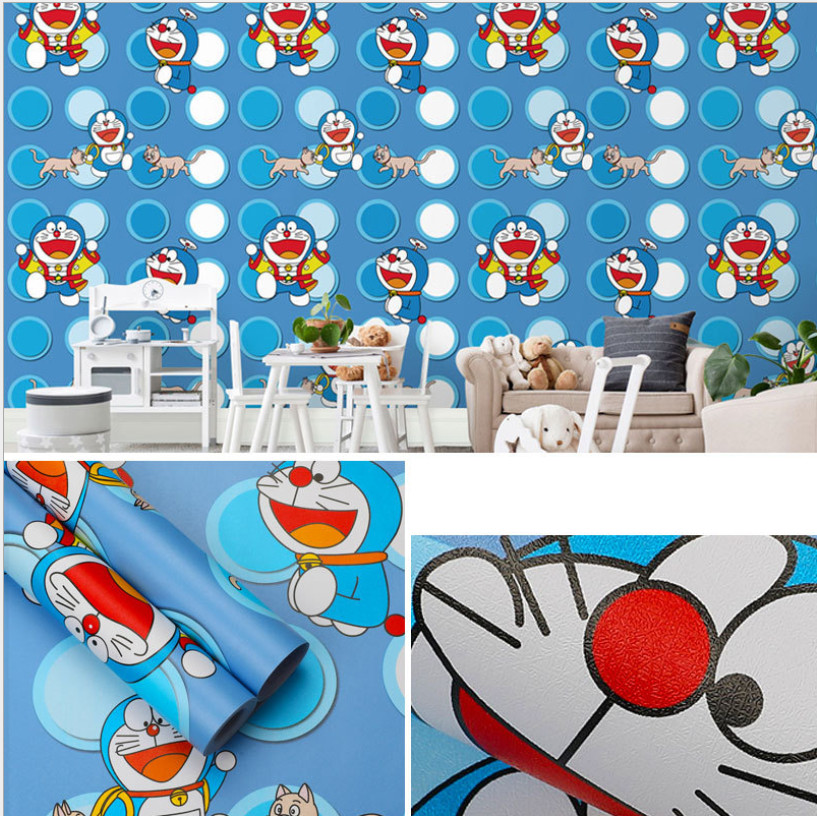 20M DECAL GIẤY DÁN TƯỜNG KEO SẴN KHỔ 45CM MẪU DOREMON Ô TRÒN