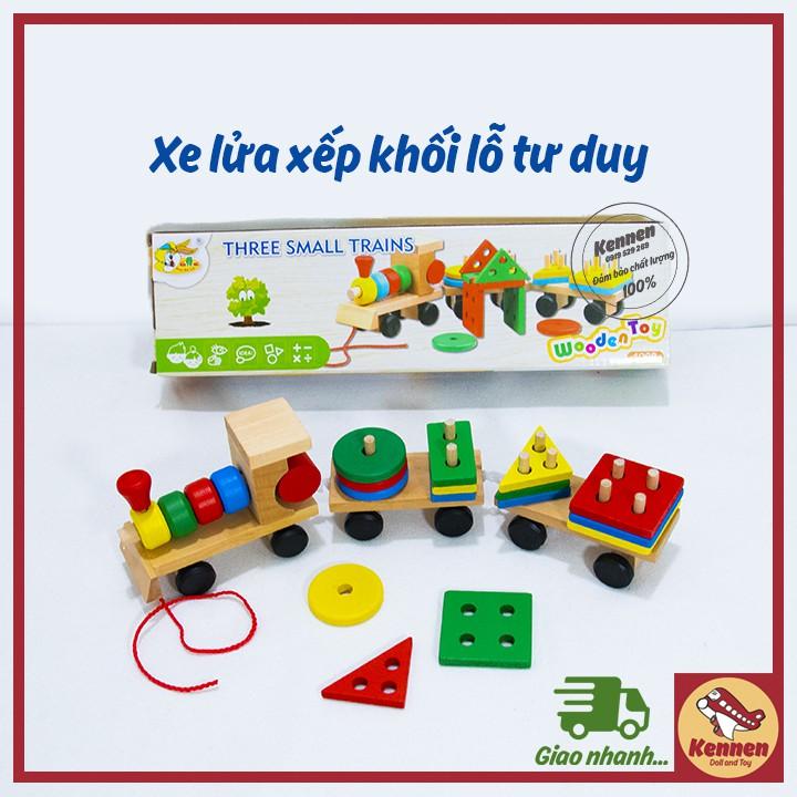 Xe lửa thả hình khối 3D Montessori phát triển tư duy