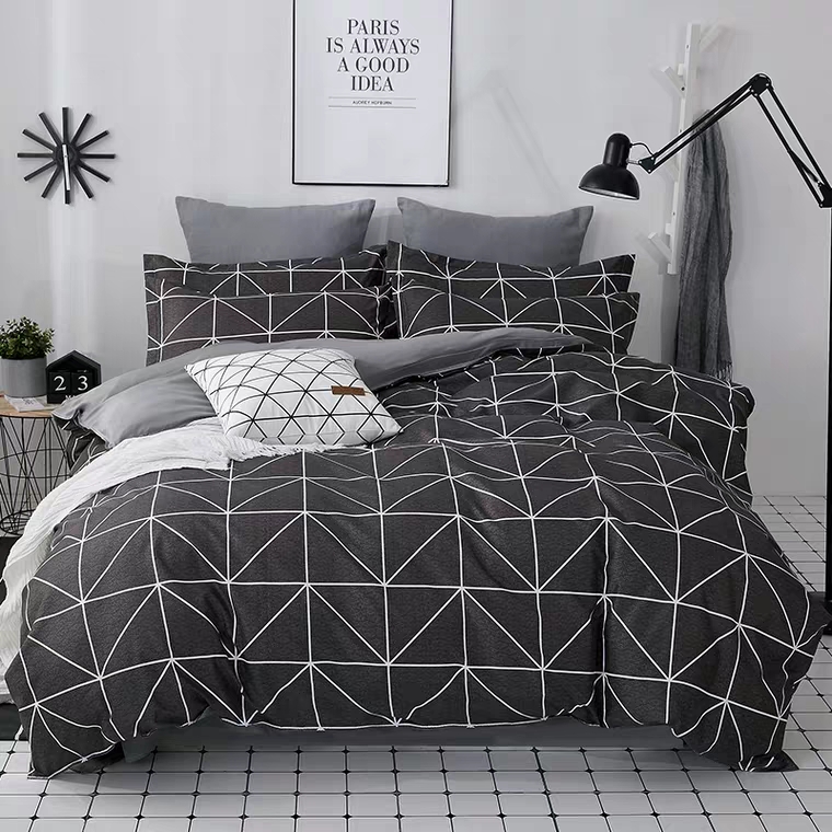 Bộ Chăn Ga Gối 4 Món kẻ bàn cờ PL45
