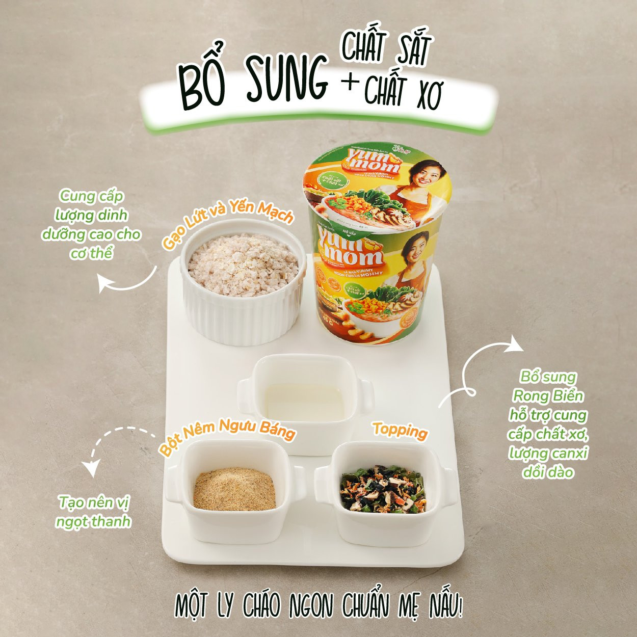 Cháo gạo lứt rong biển yến mạch ăn liền 45g TÂM MINH FOODS cho bé ăn dặm