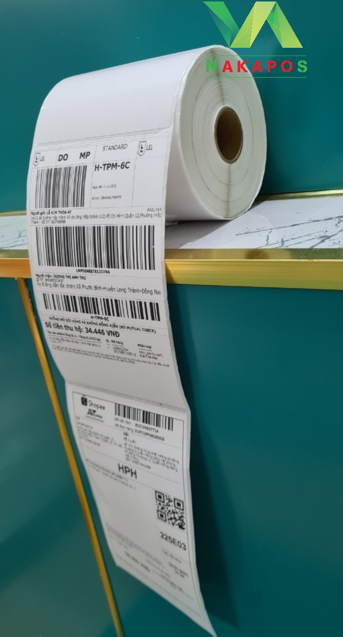 300 Tờ Giấy In Đơn Hàng Khổ 76x100 mm A7 Decal Nhiệt Tự Dính