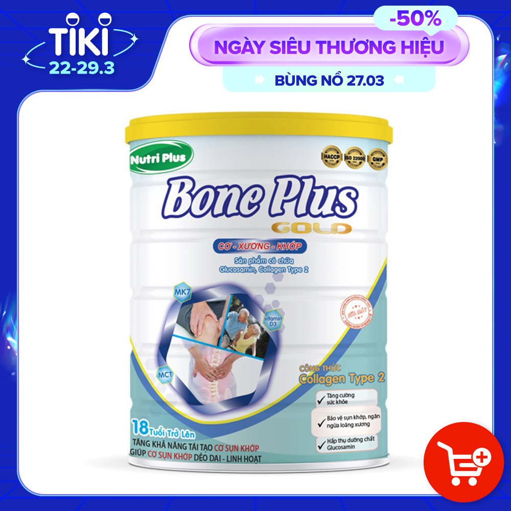 Sữa bột dinh dưỡng BONE PLUS giúp tăng tái tạo cơ sụn khớp giúp cơ sụn khớp dẻo dai và linh hoạt 900g_Nutri Plus NBP