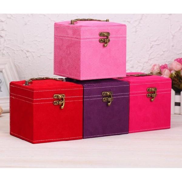 Hộp đựng đồ trang sức 3 tầng bọc nhung