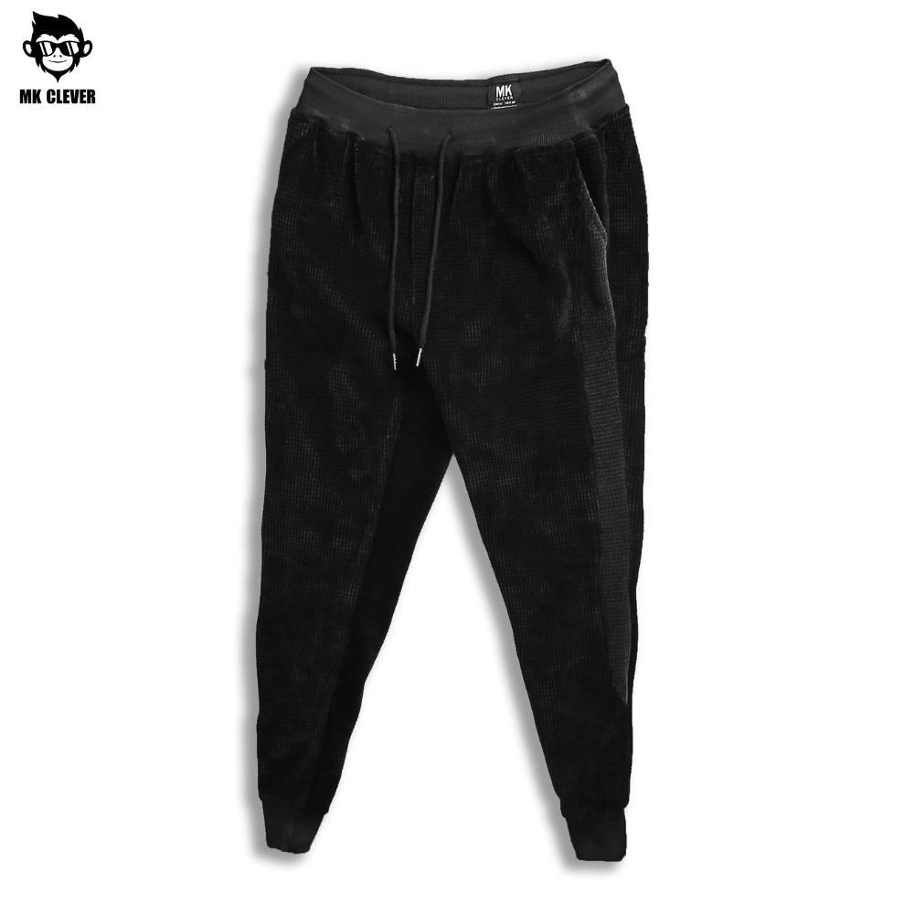 Quần jogger nam nỉ nhung MK CLEVER cạp chun co giãn phối họa tiết trẻ trung năng động