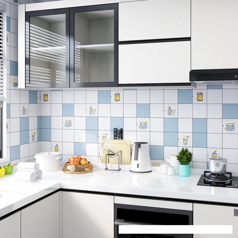 CUỘN 3 mét decal dán bếp tráng nhôm cách nhiệt Ô THỨC UỐNG XANH khổ 60cm có keo sẵn
