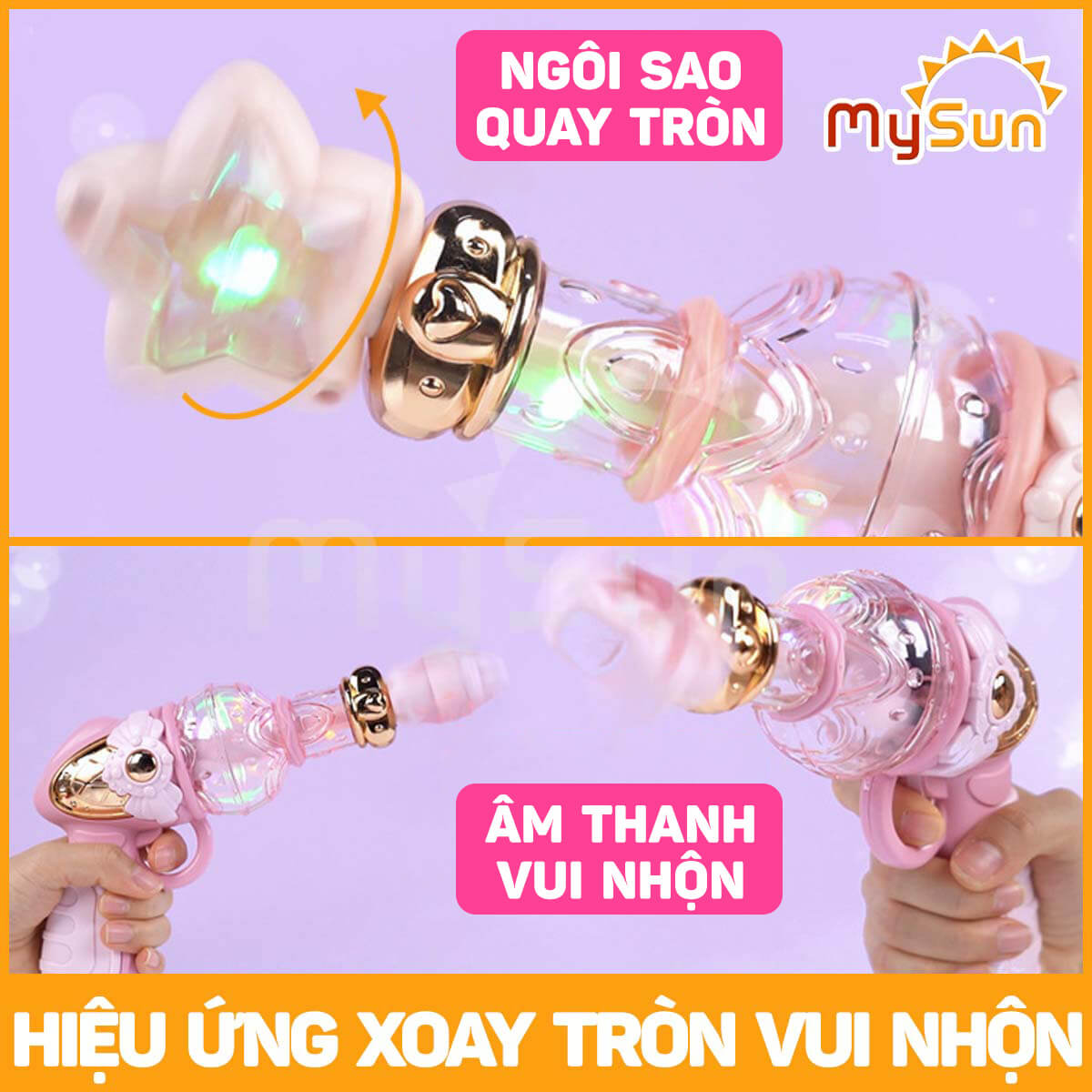 Súng đồ chơi trẻ em có đèn nhạc cho bé gái biến hình công chúa phép thuật tặng PIN