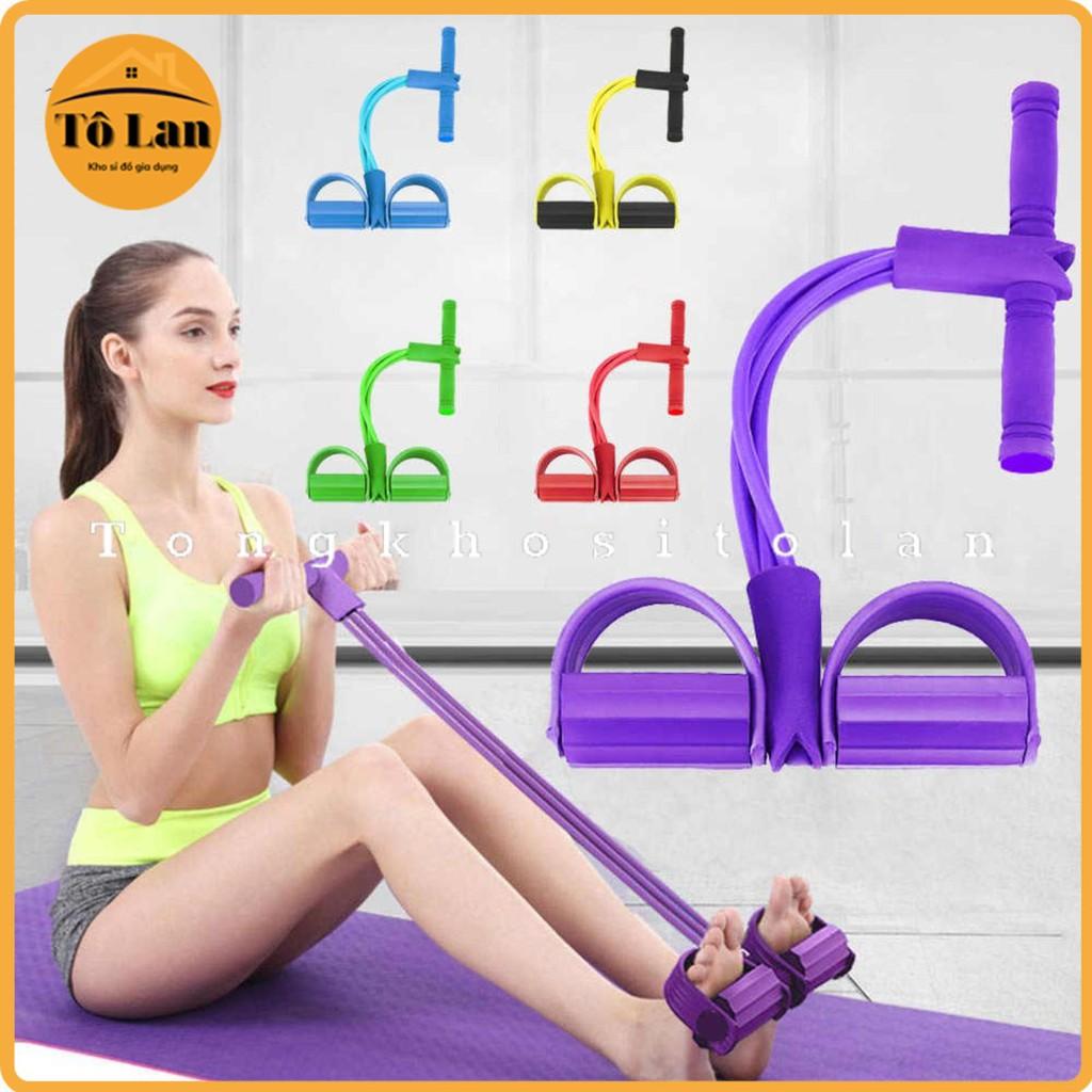 Dây Cao Su Tập Gym Bụng - Dây Kéo Đàn Hồi Kháng Lực 4 Ống Cao Su Tập Thể Dục Đa Năng Tại Nhà