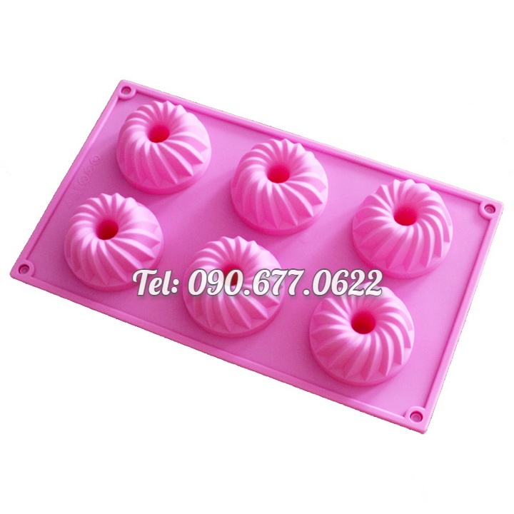 Khuôn silicone làm bánh, rau câu, socola 6 hình xoắn ốc – Mã số 1333
