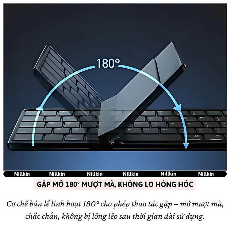 Bàn phím gấp gọn di động không dây bluetooth V5.2 tích hợp trackpad &amp; phím số hiệu Nillkin Cube Pocket - Nhỏ gọn, mỏng nhẹ, phím tắt thông minh, hỗ trợ Androids &amp; iOS, gõ thoải mái cho iPad cho iPhone, máy tính bảng, cho macbook, laptop - hàng nhập khẩu