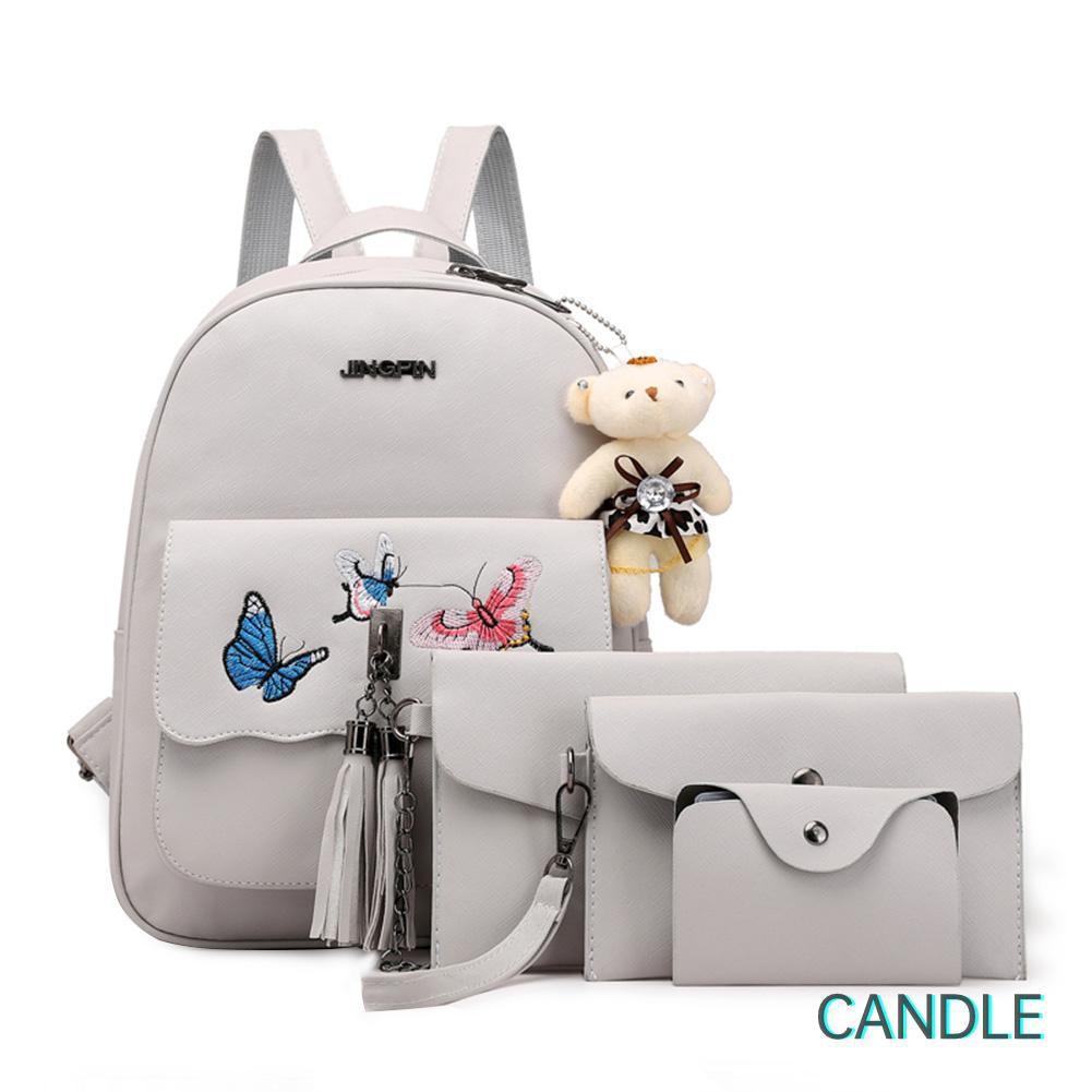 Set 4 Ba Lô Túi Ví Nữ Da Pu Thời Trang Hàn