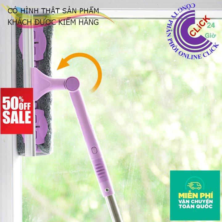 Cây Lau Kính Gạt Chùi Kính Đa Năng 2 Đầu Cán Dài Uốn Xoay Các Góc Thông Minh Chống Trơn Trượt Thanh Inox Dầy Cứng Chắc