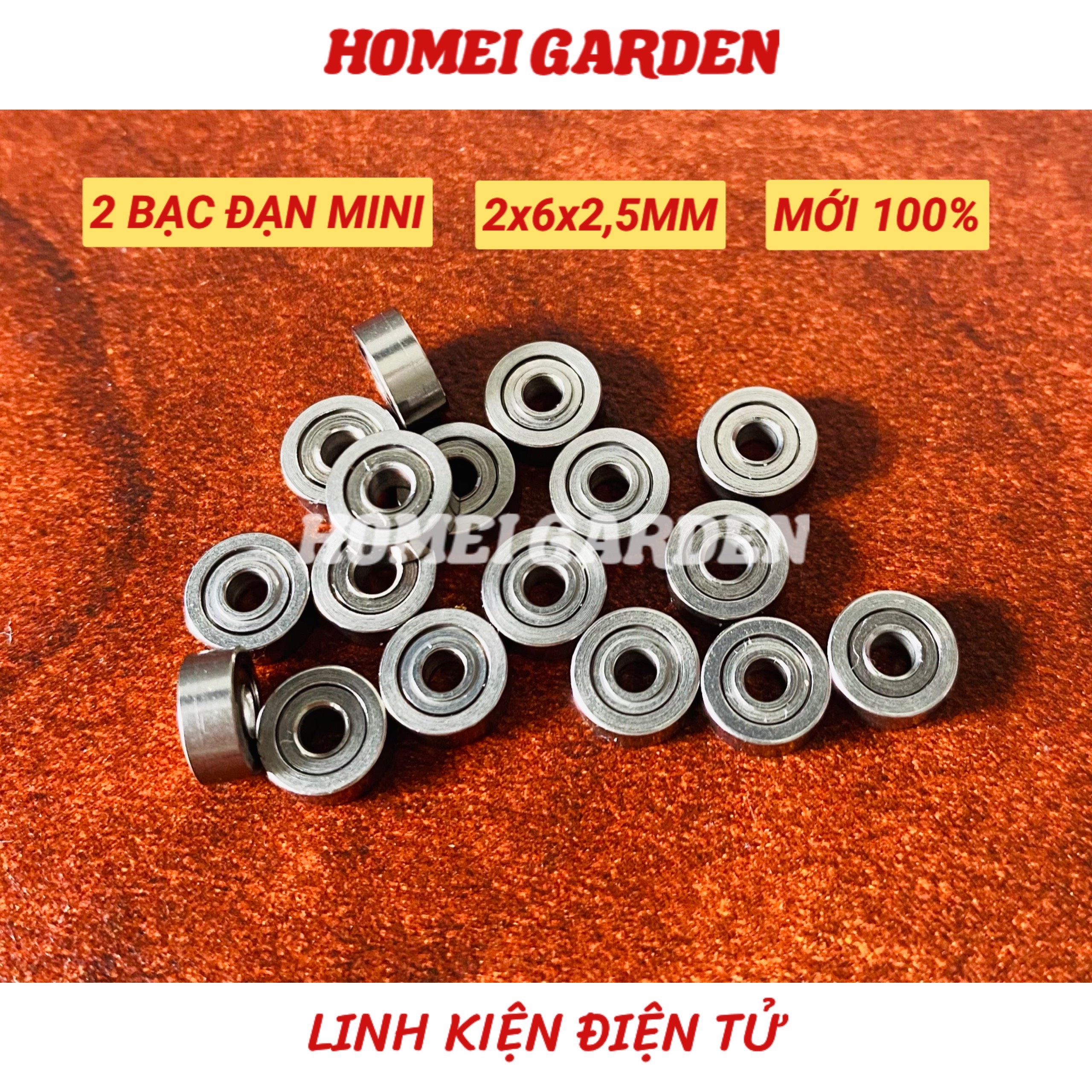 2 bạc đạn mini trục 2mm đường kính 6mm kích thước 2x6x2.5mm làm mô hình DIY - HM0118