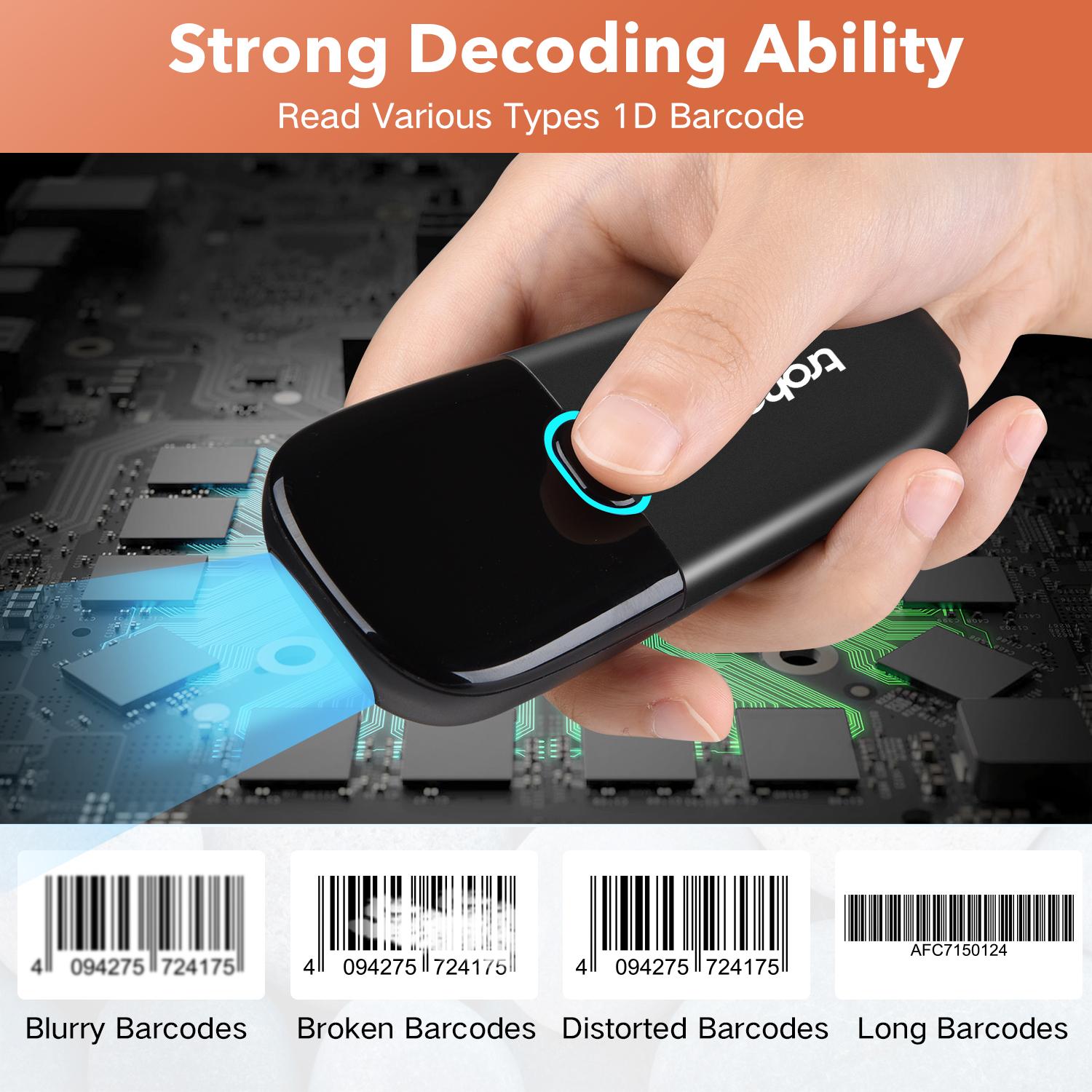Máy quét mã vạch không dây Chức năng tương thích Bluetooth 2D/1D Máy quét 1D /2D Không dây 2.4GHz