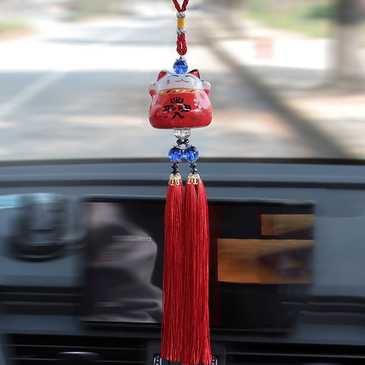 Dây Mèo May Mắn Treo Xe - Màu Đỏ