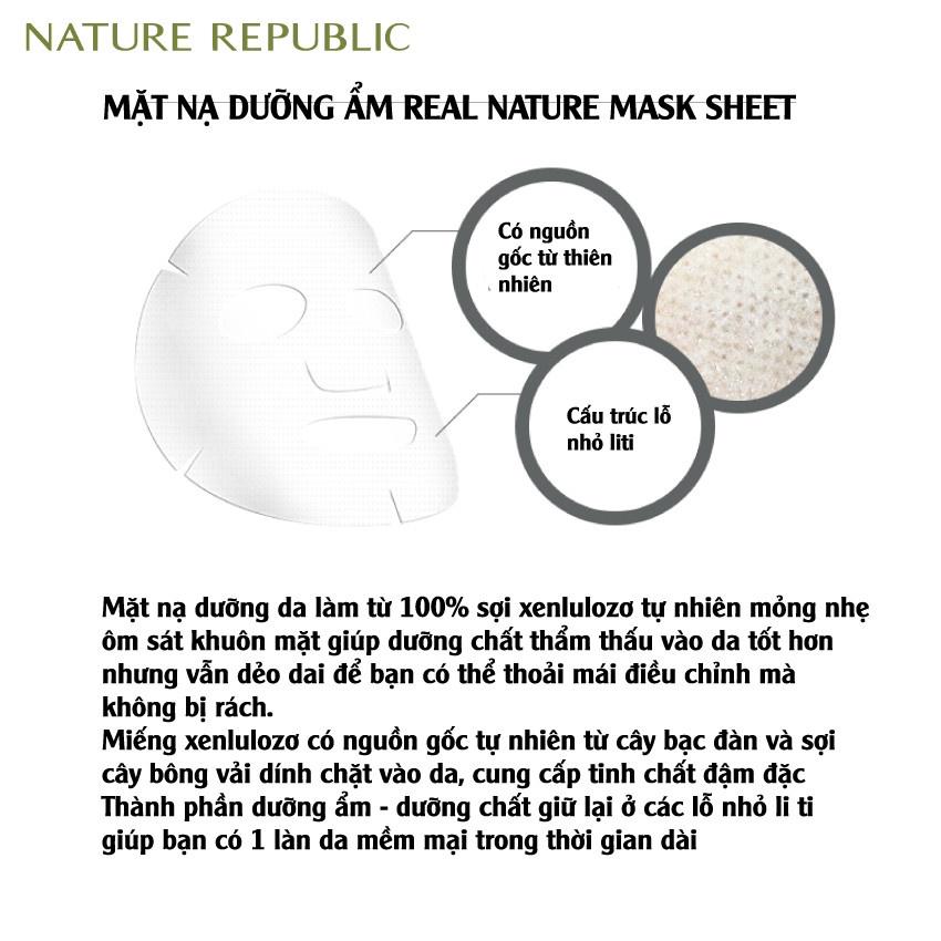 Mặt Nạ Giấy Cấp Ẩm, Ngừa Mụn, Se Khít Lỗ Chân Lông Nature Republic Real Nature Mask Sheet 23ml - Tea tree