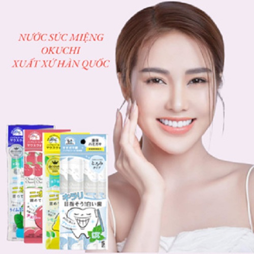 Nước Súc Miệng Okuchi Gachi Lemon X5 Tinh Dầu Chanh (1 Gói 5 Thanh)