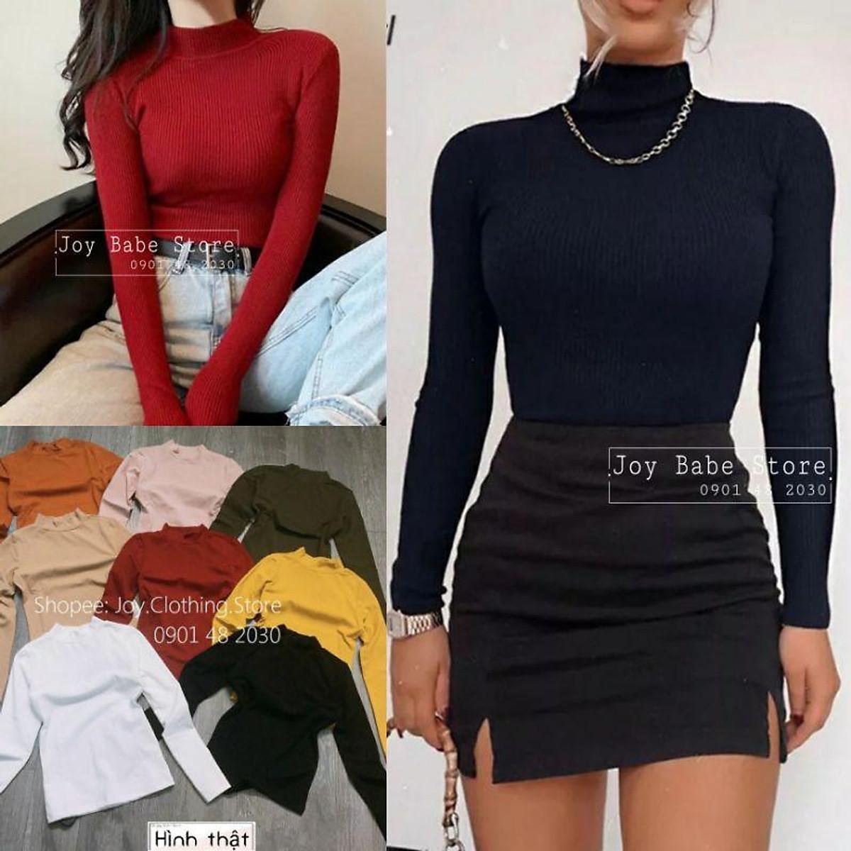 ÁO CỔ LỌ CO GIÃN 4 CHIỀU - ĐƯỢC GIẶT MÁY - ÁO THUN KIỂU THU ĐÔNG CỔ TRỤ HOT GIRL TRƠN BASIC ÔM BODY