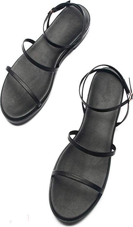 Sandal Nữ Quai Mảnh Black Basic