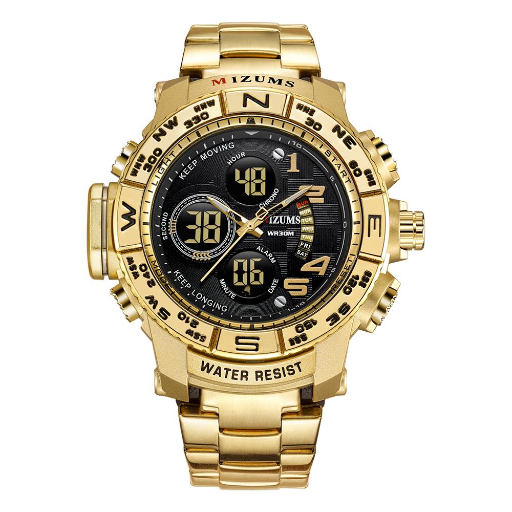Đồng hồ Thời trang Vỏ hợp kim Dây đeo bằng thép không gỉ Led Thể thao thạch anh không thấm nước MIZUMS