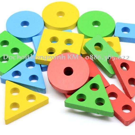 Thả Hình Khối Luồn Cọc vuông Montessori