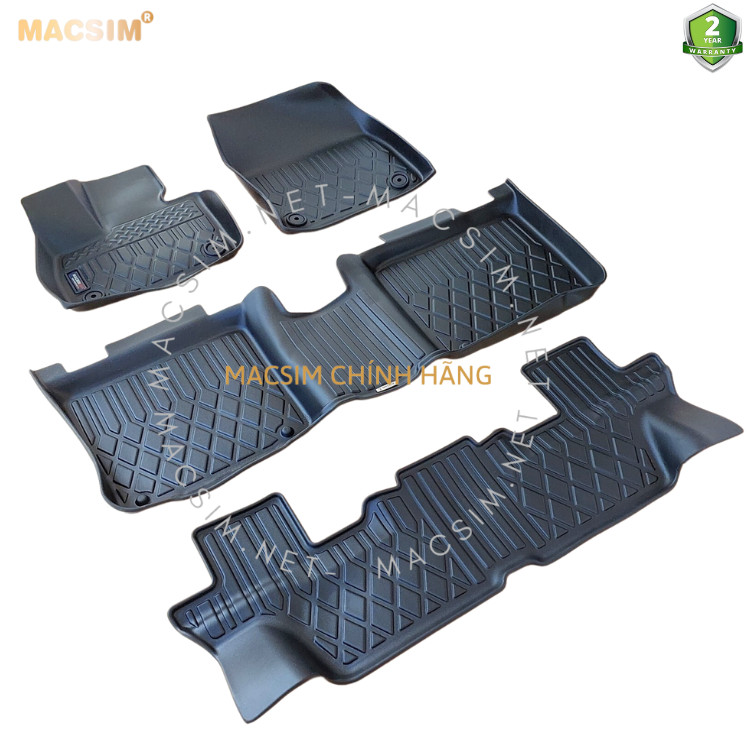 Thảm lót sàn xe ô tô VinFast VF9 bản 7 chỗ Nhãn hiệu Macsim chất liệu nhựa TPE cao cấp màu đen