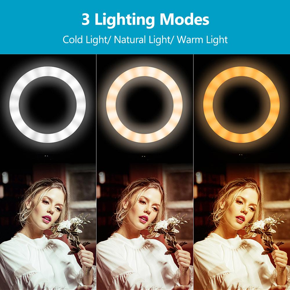 Đèn LED vòng 20 cm / 8 inch để bàn, Đèn chiếu sáng lấp đầy 3200K-5600K USB có thể điều chỉnh độ sáng Được hỗ trợ với Chân đế mini