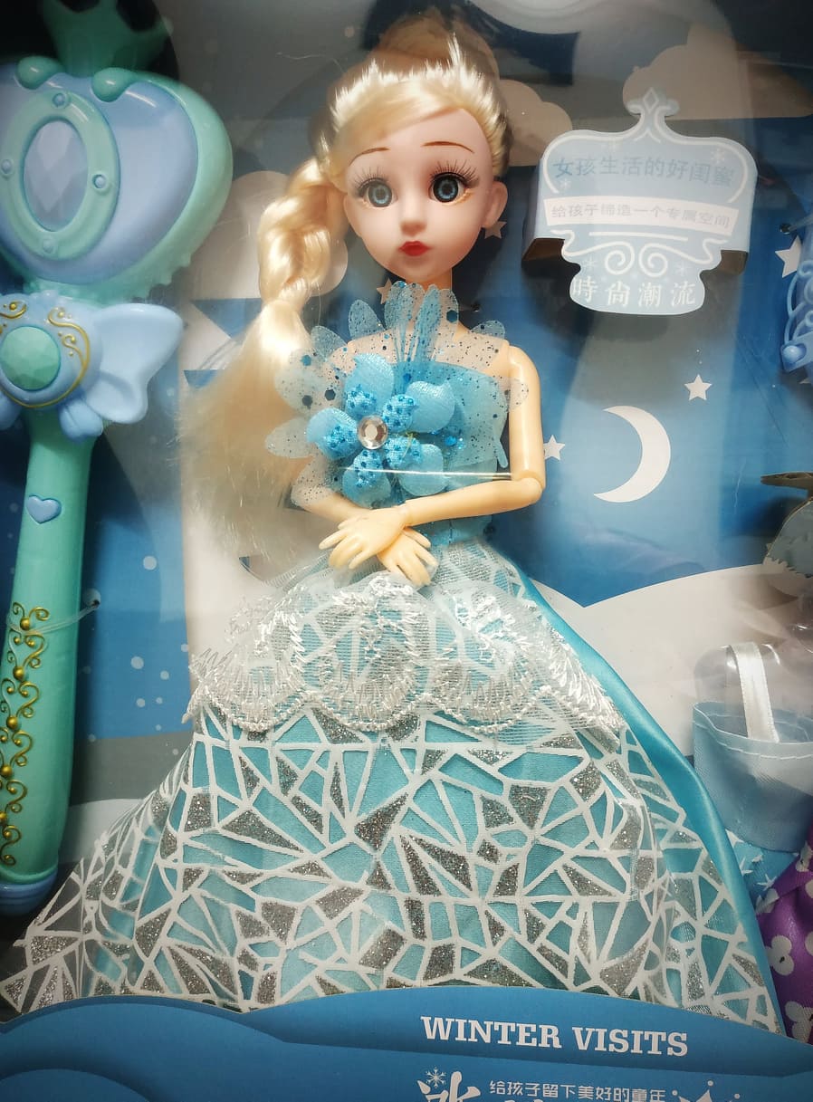 Bộ đồ chơi phụ kiện Búp bê thay đổi trang phục nữ hoàng băng giá Frozen Elsa khớp tay chân kèm quyền trượng có ánh sáng và vương miện