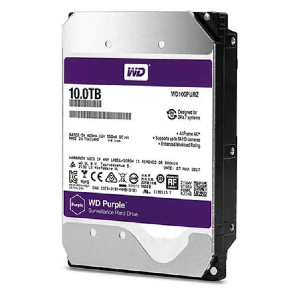 Ổ Cứng HDD Western Digital 10TB 3.5 Sata 3 256MP WD100PURZ - Hàng chính hãng