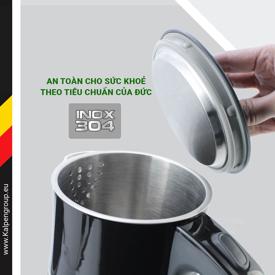 Ấm đun nước siêu tốc 3 lớp Inox 304 Kalpen KK33 dung tích 1.7L công suất 2200W - Hàng chính hãng