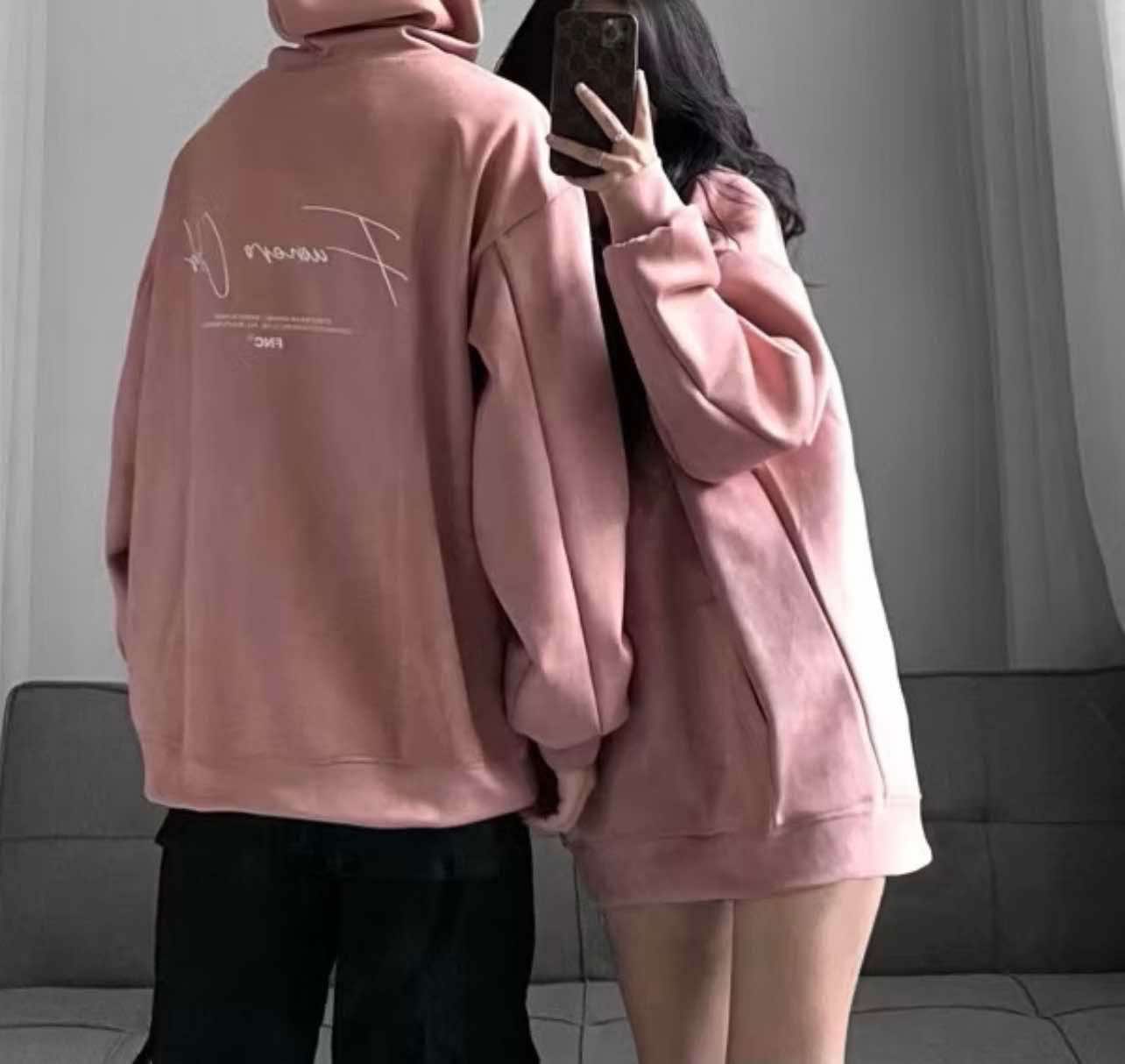 Áo suede hoodie có mũ form oversize chữ thêu thời trang trẻ trung cho giới trẻ