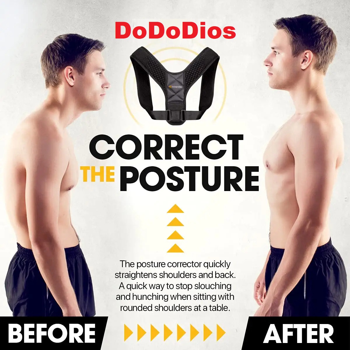 Back Brace Posture Corrector for Women and Men - Adjustable Upper Back Brace Straightener for Posture and Clavicle Support - Upper Spine Support, Providing Pain Relief From Neck, Upper Back Corrector and Shoulder (25-50&quot;) - dododios đai chống gù lưng