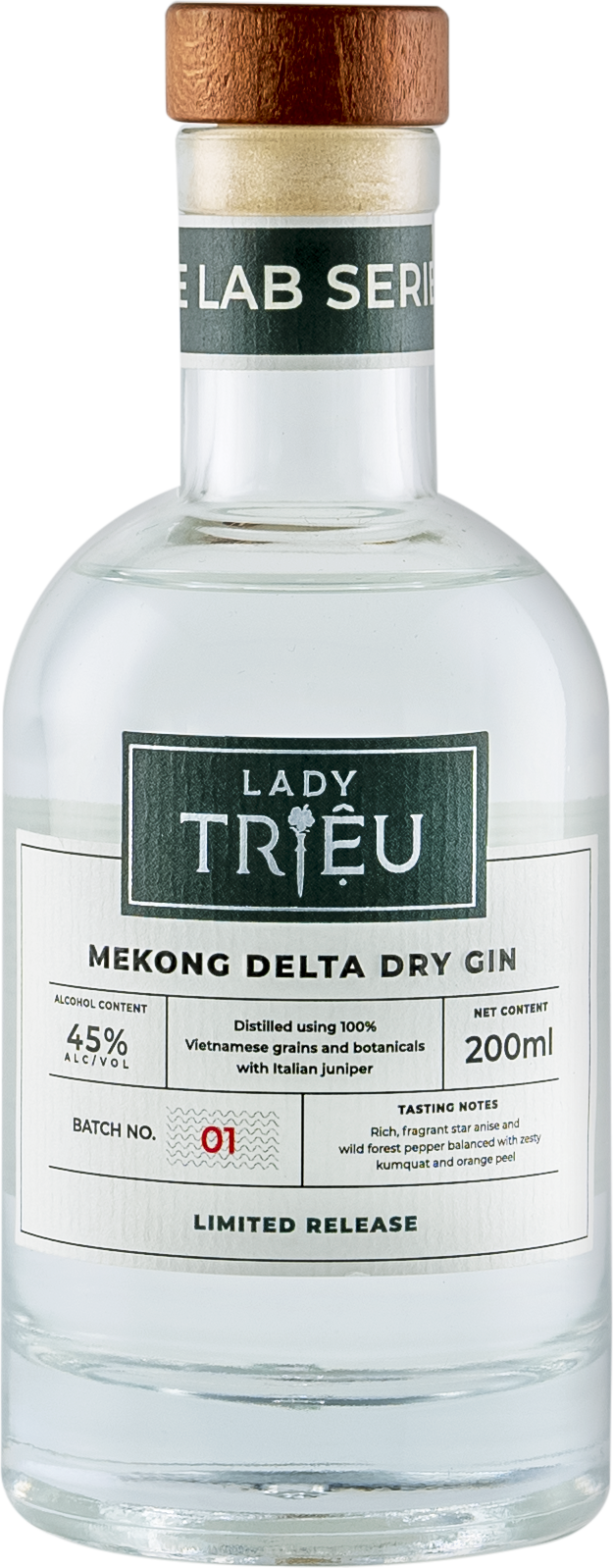 Rượu Lady Triệu Mekong Delta Dry Gin 45% 1x200ml