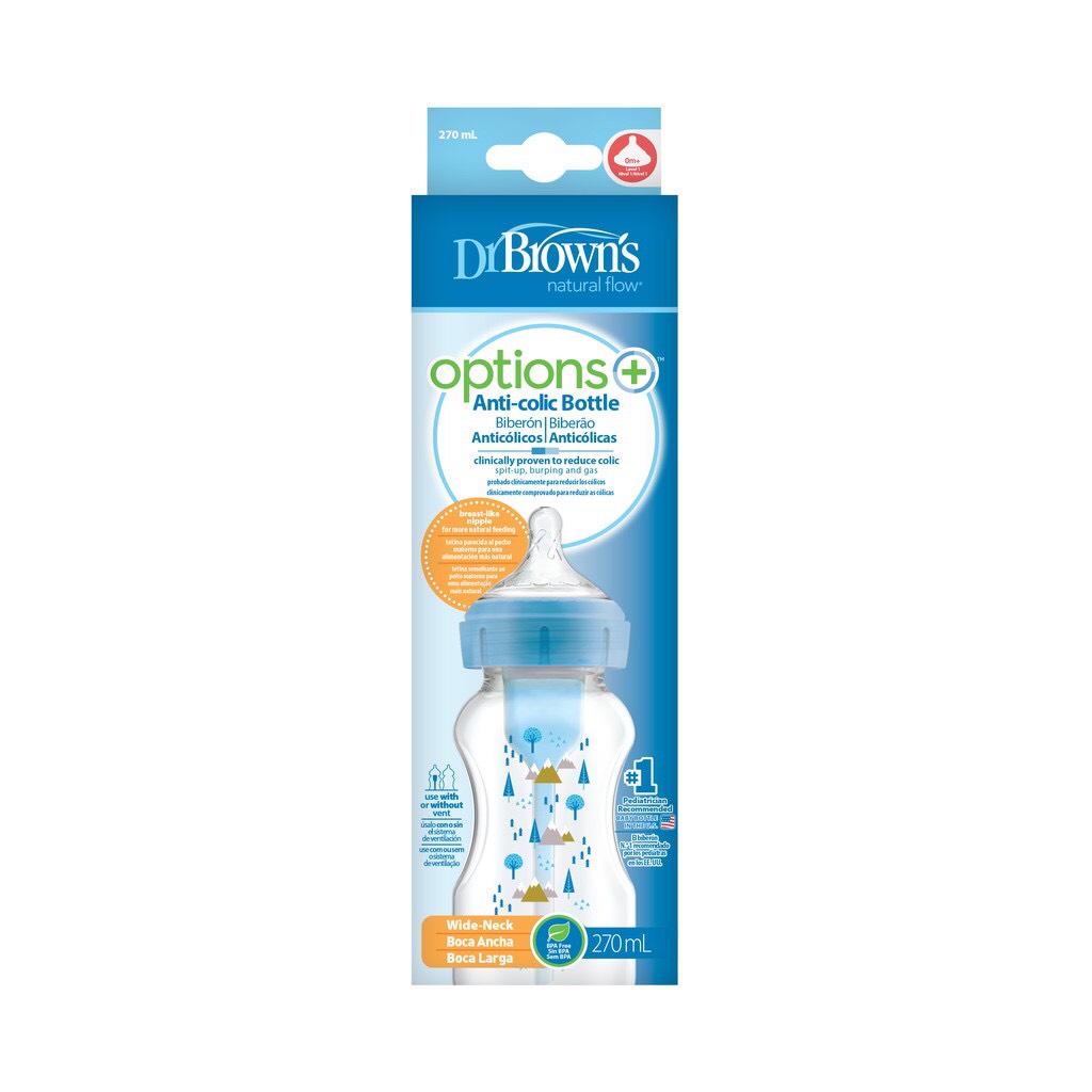 Bình sữa Dr.Brown's cổ rộng Deco 270ml nhựa PP Options Plus