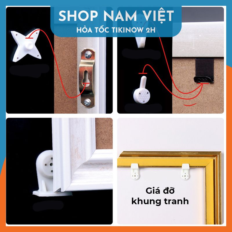 Đinh 4 Chân Đóng Tường Không Cần Khoan Treo Tranh, Giá Đỡ Khung Tranh